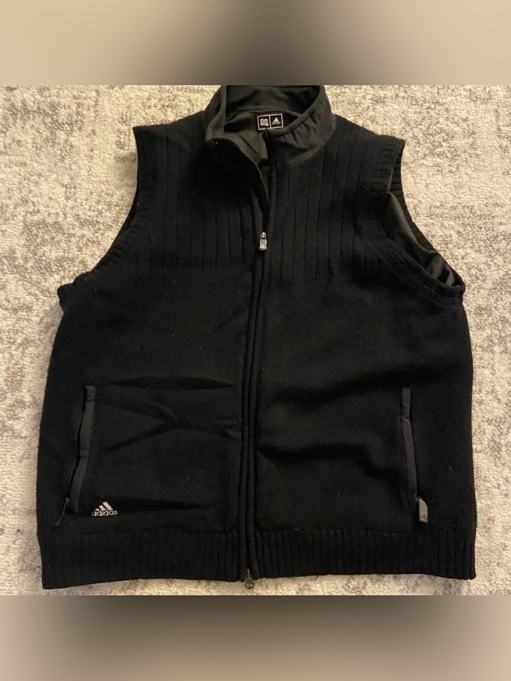 Adidas Black Full Zip Golf Sweater Vest Size Large